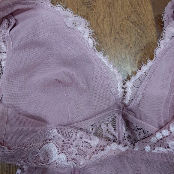 boho lace cap sleeve corset sheer back long line bralette top - Picture 7 of 12